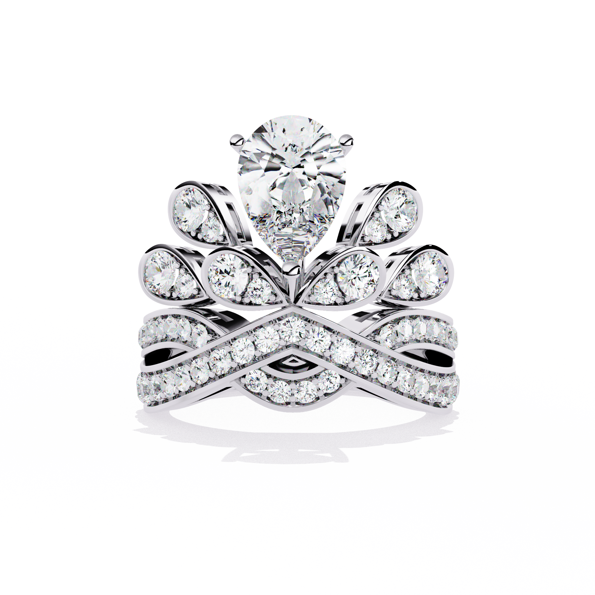 Solitairekart - 2.14 ct Regal Crown Leaf Lab Grown Diamond Ring 14K Yellow Gold